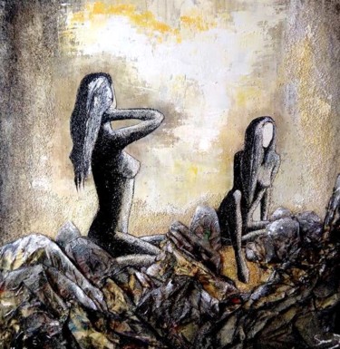 Pintura titulada "Les 2 amies" por Joseph Saverino, Obra de arte original, Acrílico