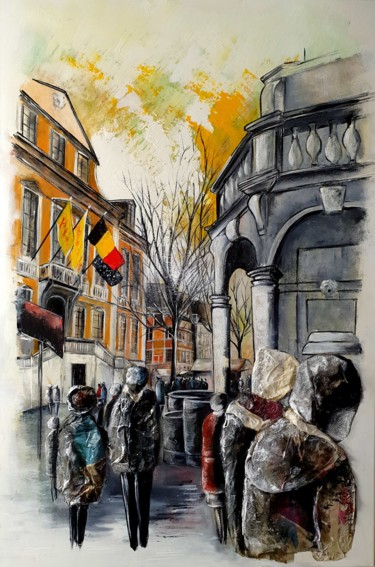 Painting titled "Hotel de ville de L…" by Joseph Saverino, Original Artwork, Oil