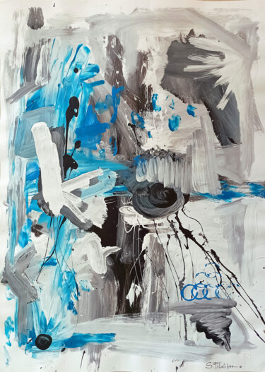Painting titled "Untitled blue" by Saverio Filioli Uranio, Original Artwork, Acrylic