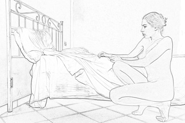 Disegno intitolato "Nudo di donna ambie…" da Saverioftc, Opera d'arte originale, Fotografia digitale
