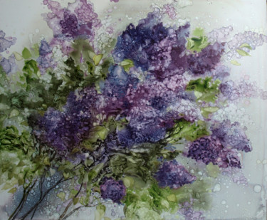 Peinture intitulée "Lilac" par Roza Savinova, Œuvre d'art originale, Encre