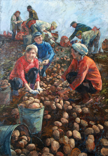 Картина под названием "Potato" - Roza Savinova, Подлинное произведение искусства, Масло