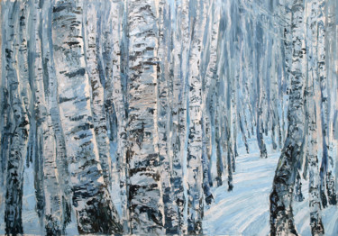 Картина под названием "Birch" - Roza Savinova, Подлинное произведение искусства, Масло