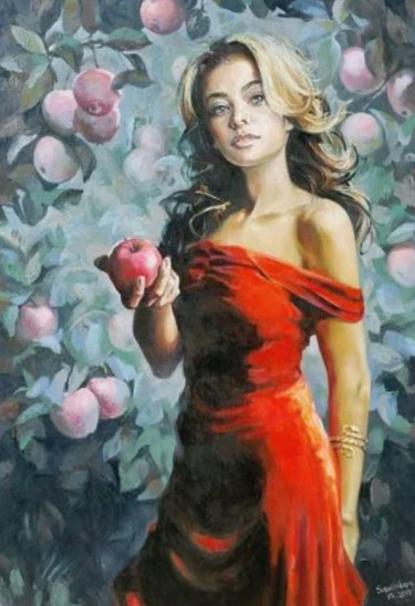 Картина под названием "Искушение" - Svetlana Savitskaya, Подлинное произведение искусства, Масло Установлен на Деревянная ра…
