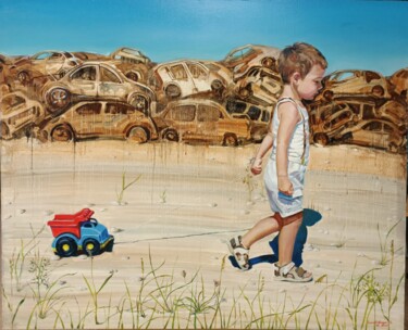 Painting titled "Next generation" by Svetlana Savitskaya, Original Artwork, Oil Mounted on Wood Stretcher frame