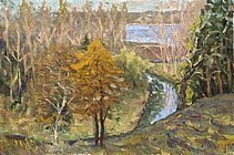 Картина под названием "Осень на реке" - Mihail Savitsky, Подлинное произведение искусства
