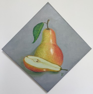 Картина под названием "Груша/Pear" - Vira Savka, Подлинное произведение искусства, Масло Установлен на Деревянная рама для н…