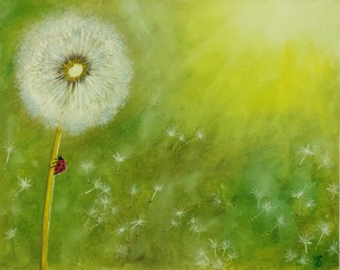 Картина под названием "Кульбабка і сонечко…" - Vira Savka, Подлинное произведение искусства, Масло