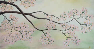 Картина под названием "Цвітіння/Flowering" - Vira Savka, Подлинное произведение искусства, Масло Установлен на Деревянная ра…