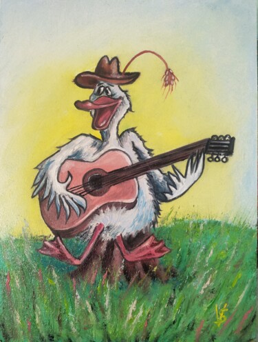 Pittura intitolato "Cheerful geese 3" da Vira Savka, Opera d'arte originale, Olio