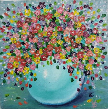 Painting titled "Bouquet of flowers" by Vira Savka, Original Artwork, Oil