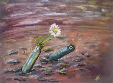 Painting titled "War" by Vira Savka, Original Artwork, Oil
