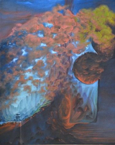 Картина под названием "На краю" - Евгений Меркулов, Подлинное произведение искусства, Масло