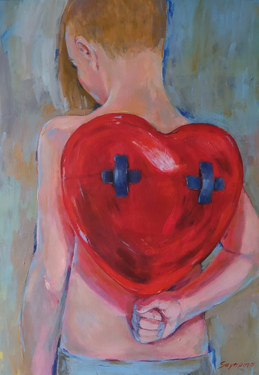 Painting titled "My heart for you" by Elena Sayapina, Original Artwork, Acrylic