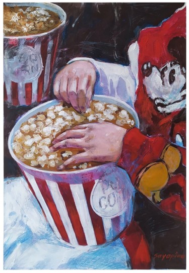 Pittura intitolato "Popcorn" da Elena Sayapina, Opera d'arte originale, Acrilico
