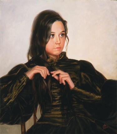 Painting titled "Гимназистка" by Saida Afonina, Original Artwork, Oil