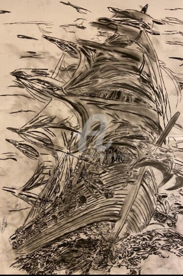 Рисунок под названием "I am the Master of…" - Saeed Bagsair, Подлинное произведение искусства, Древесный уголь