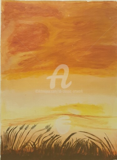 Painting titled "Sunset" by Saeed Bagsair, Original Artwork, Acrylic
