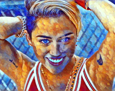 Digitale Kunst mit dem Titel "Ms.Miley Cyrus chee…" von Saeed Bagsair, Original-Kunstwerk, Digitale Malerei