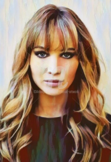 Digital Arts titled "Jennifer Lawrence A…" by Saeed Bagsair, Original Artwork, Digital Painting
