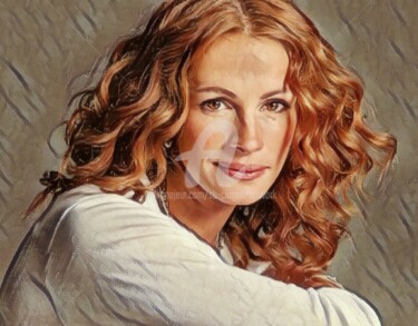 Digital Arts titled "Julia Roberts charms" by Saeed Bagsair, Original Artwork, Digital Painting