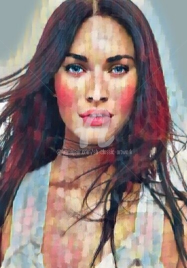 Arte digital titulada "Megan Fox beauty" por Saeed Bagsair, Obra de arte original, Pintura Digital