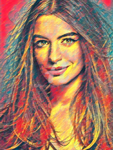 Digital Arts titled "Anne Hathaway Beaut…" by Saeed Bagsair, Original Artwork, Digital Painting