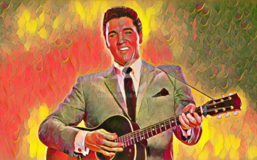 Digital Arts titled "Elvis Presley is ro…" by Saeed Bagsair, Original Artwork, Digital Painting