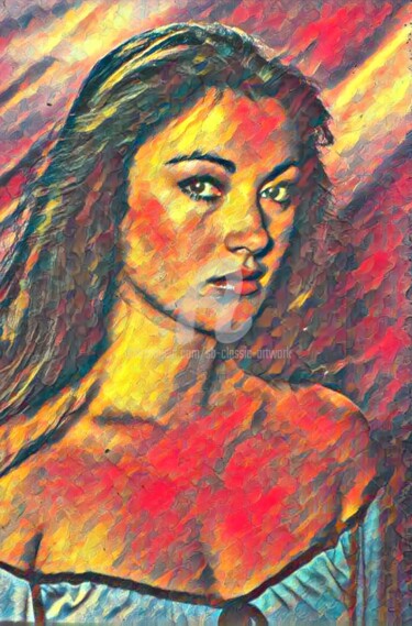 Digitale Kunst getiteld "Jane Seymour" door Saeed Bagsair, Origineel Kunstwerk, Digitaal Schilderwerk