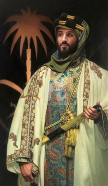 Painting titled "HRH Crown Prince Mo…" by Saeed Bagsair, Original Artwork, Oil