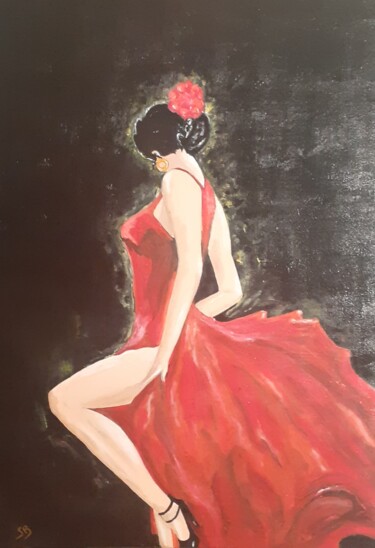 Peinture intitulée "danseuse Flamenco" par Sb, Œuvre d'art originale, Acrylique
