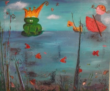 Peinture intitulée "princesse grenouille" par Stef B, Œuvre d'art originale