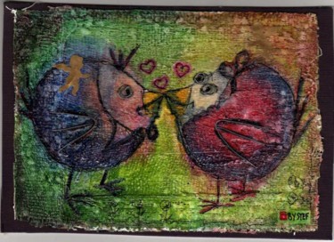 Peinture intitulée "cocottes qui se béc…" par Stef B, Œuvre d'art originale