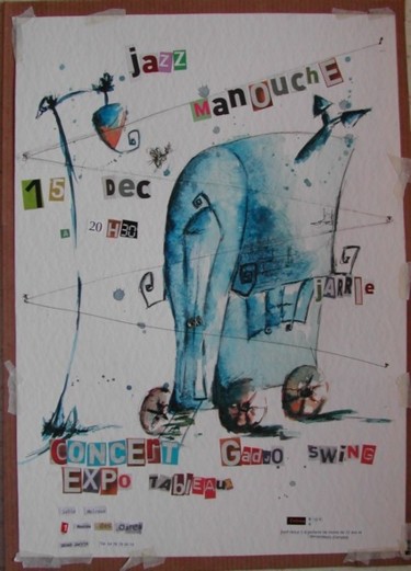 Dessin intitulée "manouche 1: affiche…" par Stef B, Œuvre d'art originale