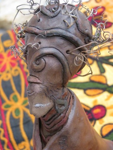 Sculpture intitulée "voyageuse africaine" par Stef B, Œuvre d'art originale