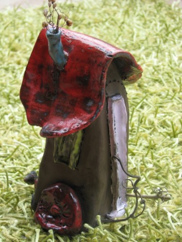 Sculpture intitulée "la roulotte fleurie" par Stef B, Œuvre d'art originale