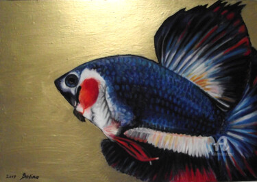Pittura intitolato "Pesce combattente" da Sbatina, Opera d'arte originale, Pastello