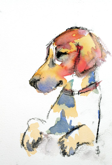 Painting titled "Petition for Lap" by Sbboursot, Original Artwork, Watercolor