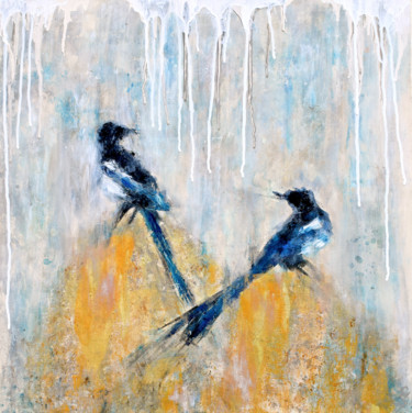 Painting titled "Two for Joy V" by Sbboursot, Original Artwork, Acrylic Mounted on Wood Stretcher frame