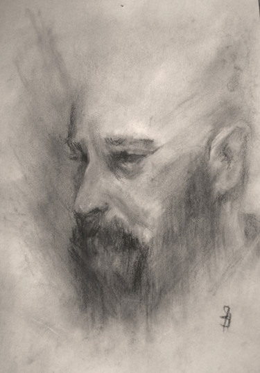 Zeichnungen mit dem Titel "Beard" von Sbboursot, Original-Kunstwerk, Kohle