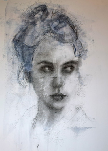 Drawing titled "Her II" by Sbboursot, Original Artwork, Charcoal