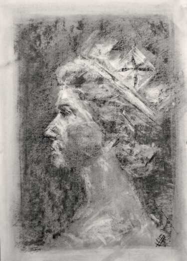 Disegno intitolato "Sketch XXVII - Queen" da Sbboursot, Opera d'arte originale, Carbone