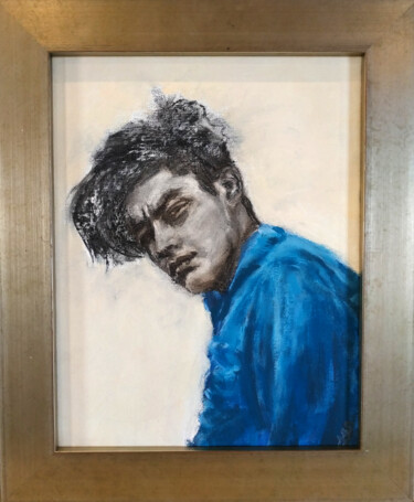 Картина под названием "Blue Jacket" - Sbboursot, Подлинное произведение искусства, Акрил Установлен на Деревянная рама для н…