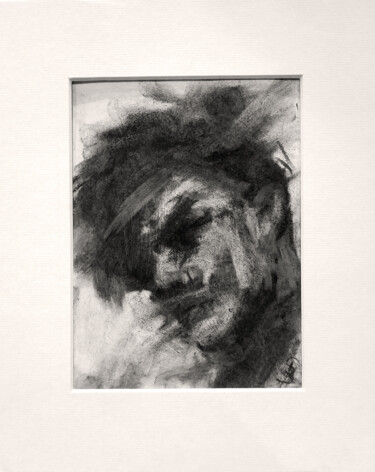 Drawing titled "One" by Sbboursot, Original Artwork, Charcoal Mounted on Cardboard
