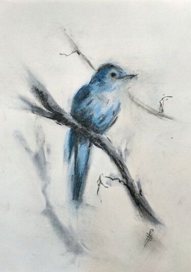 Desenho intitulada "Nightingale" por Sbboursot, Obras de arte originais, Carvão