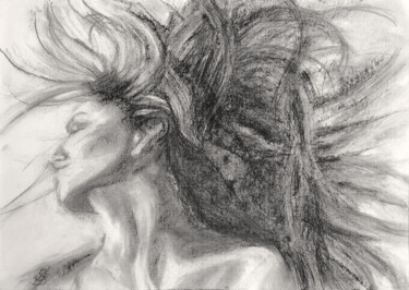 Drawing titled "A Shake of the Head" by Sbboursot, Original Artwork, Charcoal