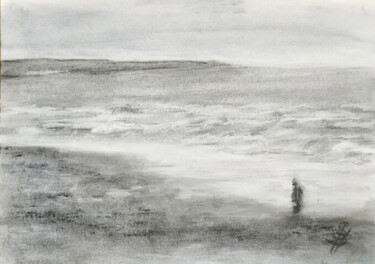 Dibujo titulada "Winter Sea Walk" por Sbboursot, Obra de arte original, Carbón