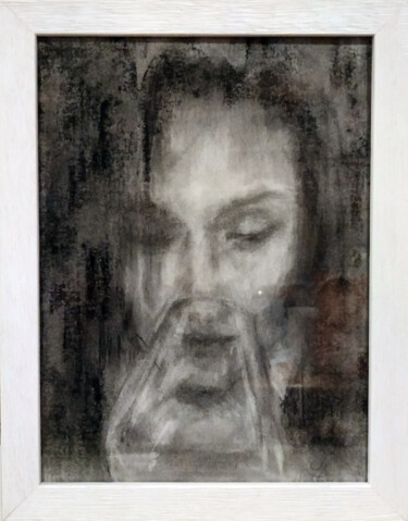 Dessin intitulée "Deep in the Glass" par Sbboursot, Œuvre d'art originale, Fusain