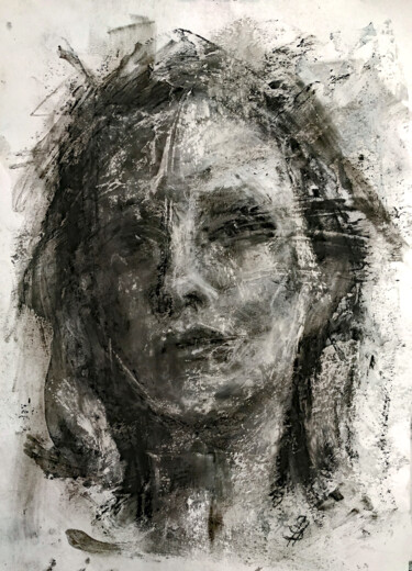 Drawing titled "Abstract Woman 2" by Sbboursot, Original Artwork, Charcoal