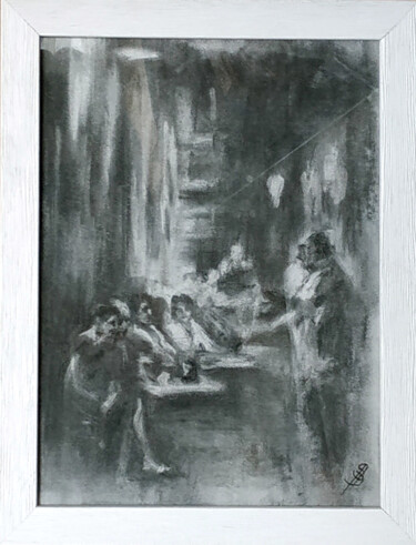 Рисунок под названием "Nuits Parisiennes" - Sbboursot, Подлинное произведение искусства, Древесный уголь